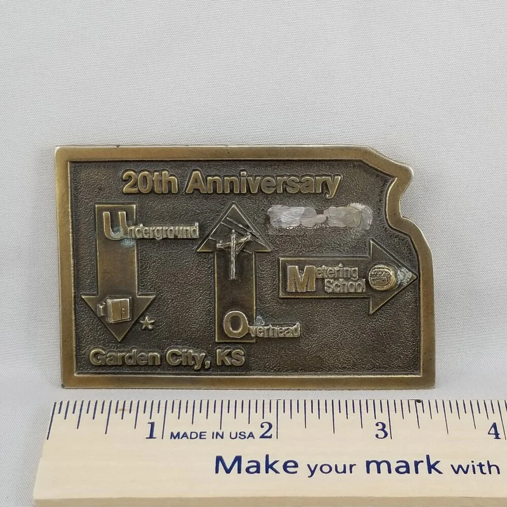 Belt Buckle Brass 20th Anniversary Underground Overhead Metering School‎